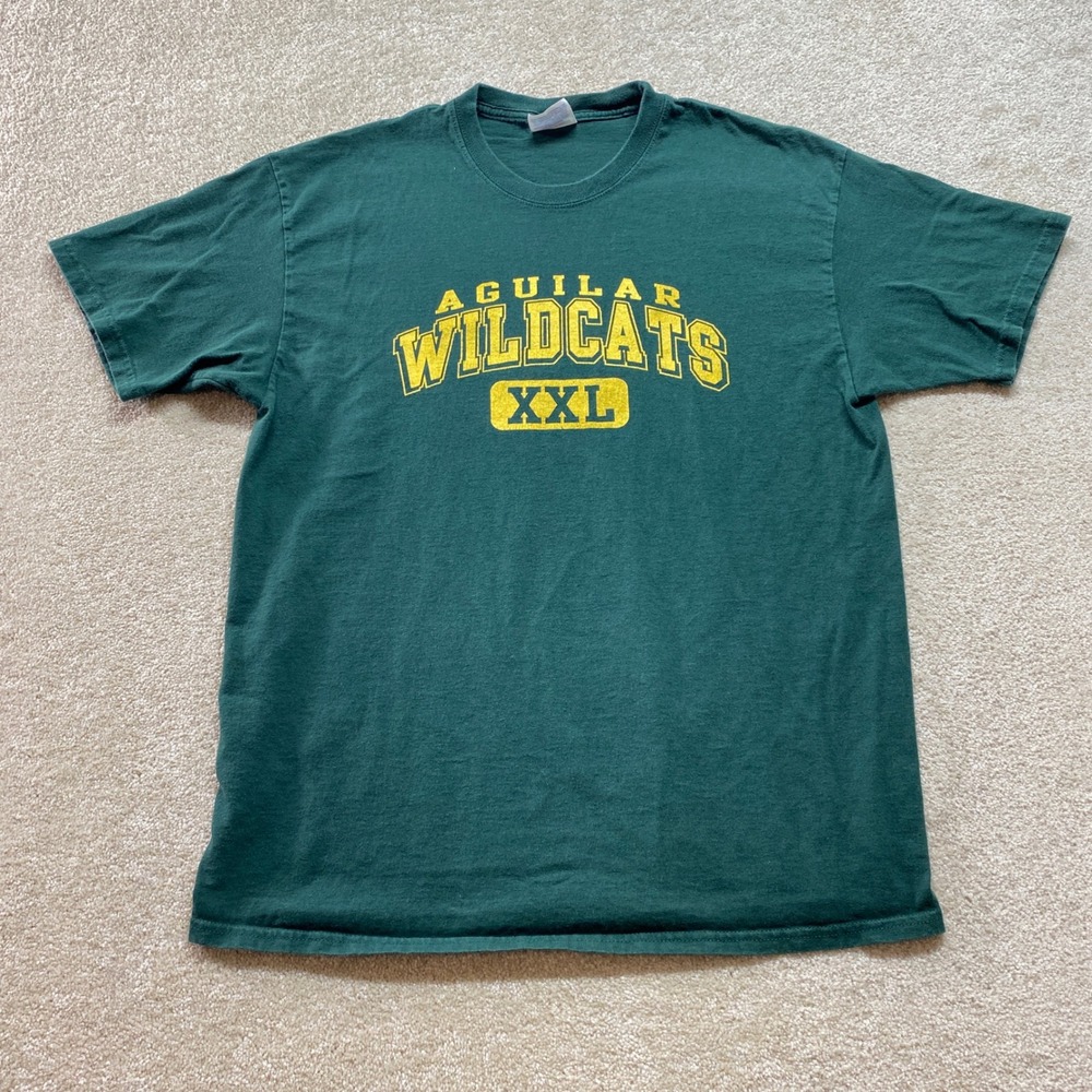 Hanes Aguilar Wildcats Green Shirt Mens Large Heavyweight‎ Cotton Graphic Tee